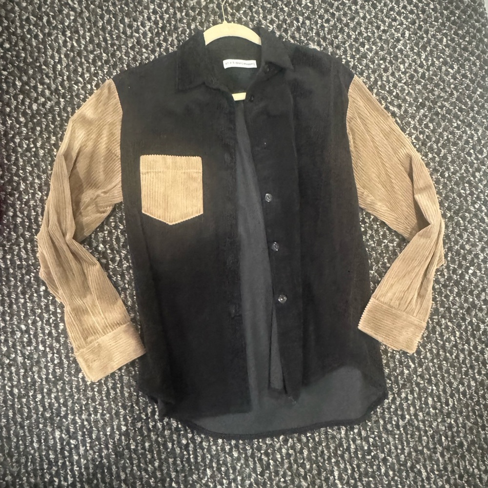 Black and Tan Button Down Shirt